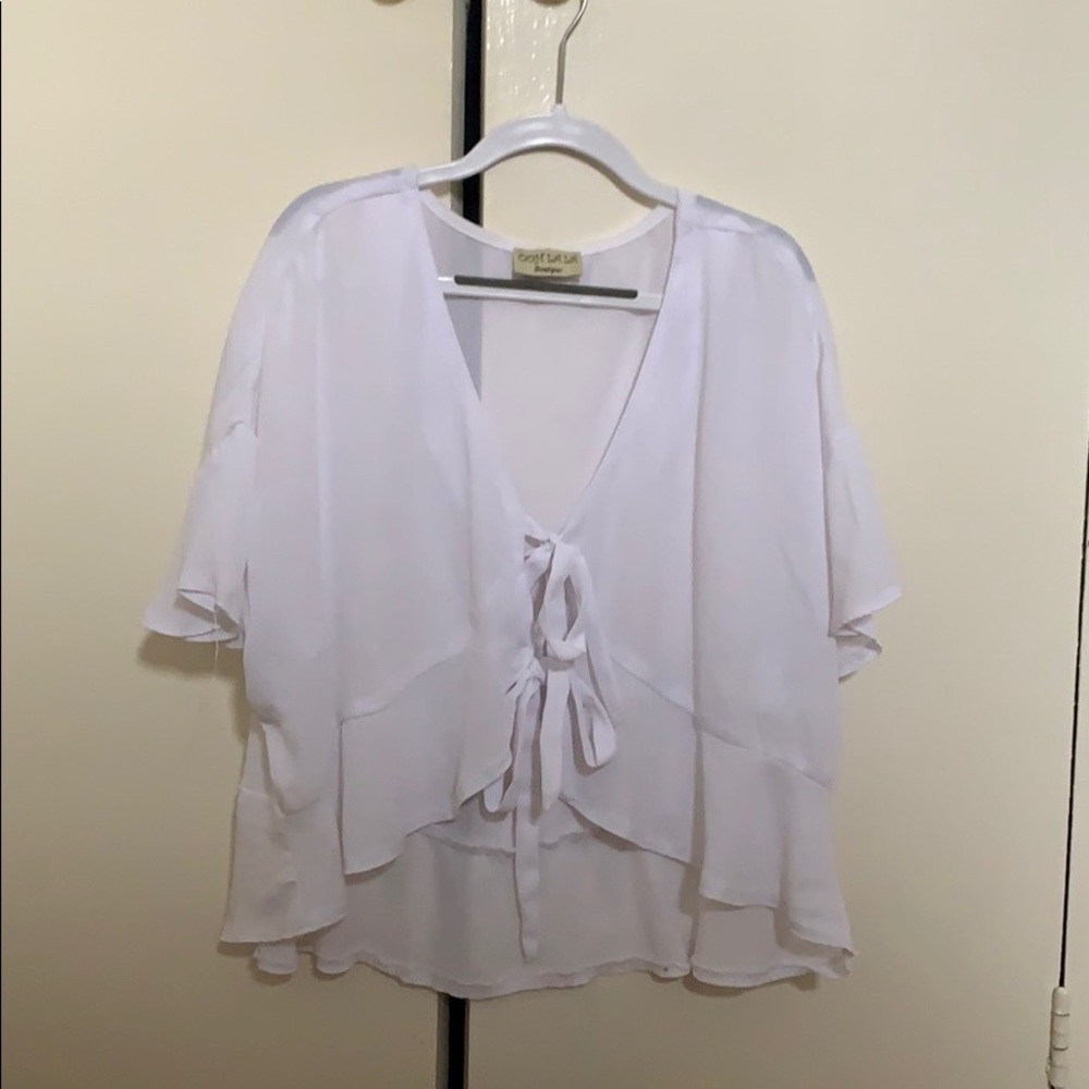 White blouse tie top